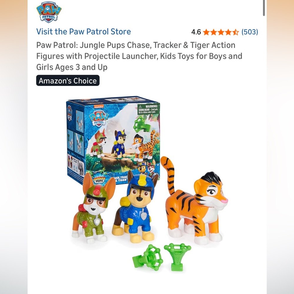 Paw Patrol: Jungle Pups Chase, Tracker & Tiger